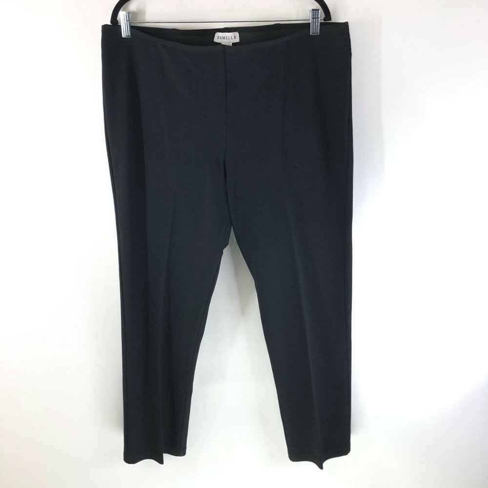 Emmelle Womens Pants Skinny Elastic Waist Stretch Black Size 1X